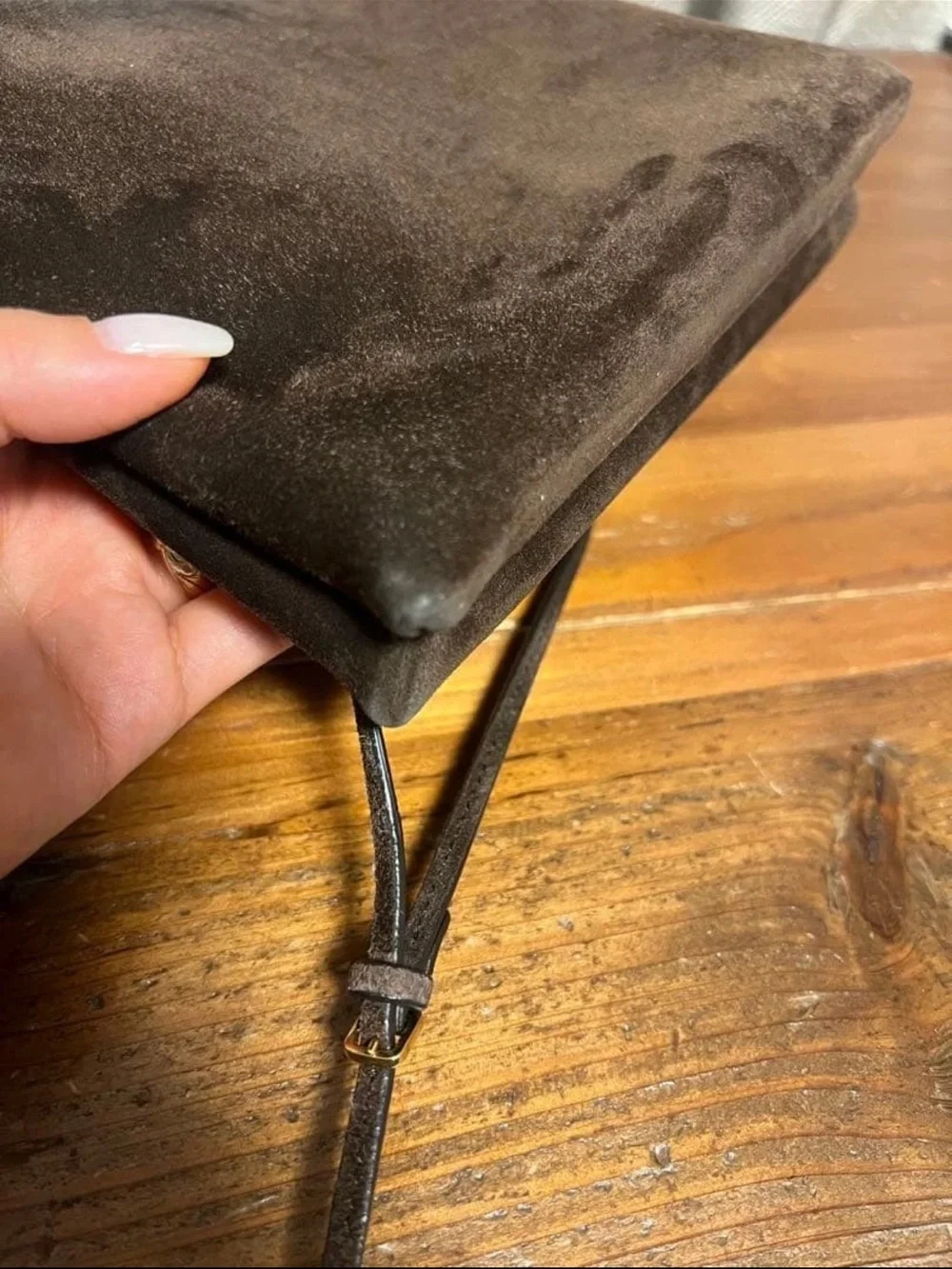 The Row Chocolate Suede Messenger Bag